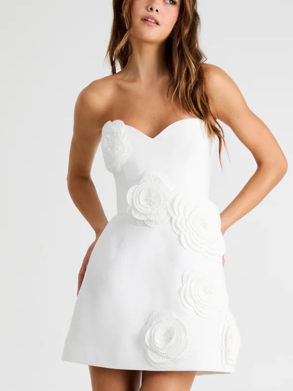 Helsi Gia Strapless Sweetheart White 3D Floral Mini